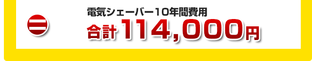 電気シェーバー10年間費用、合計114,000円