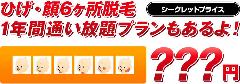 ひげ・顔6ヶ所脱毛1年間通い放題プランもあるよ!