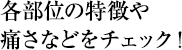 各部位の特徴や痛さなどをチェック！