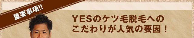 YESのケツ毛脱毛へのこだわりが人気の要因！